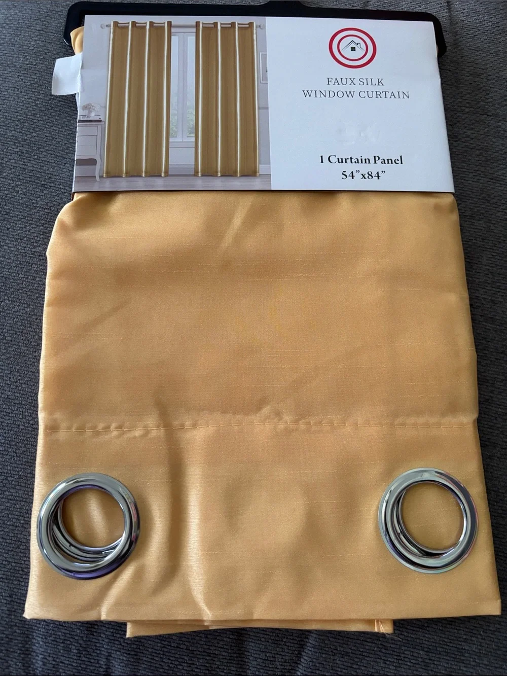 Faux Silk Curtain Panel in Gold